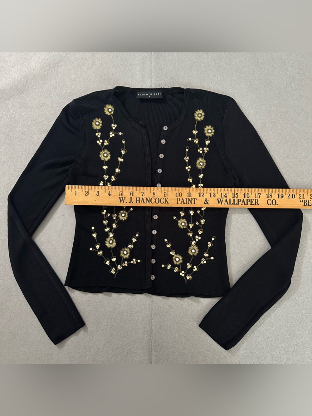 Karen Millen Black Long-Sleeve Cardigan with Gold Embellishments - Picture 4 of 12